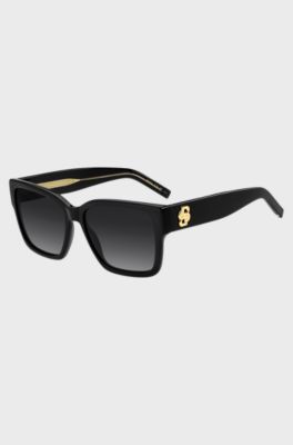 Occhiali da sole in acetato nero con monogramma Double B, Nero
