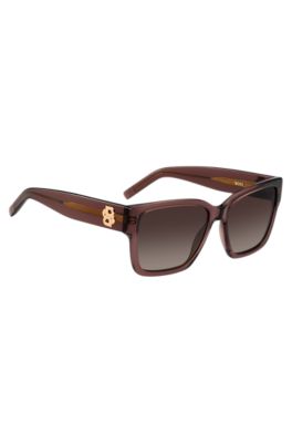 Brown-acetate sunglasses with Double B monogram, Purple