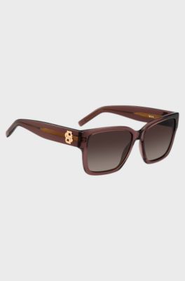 Brown-acetate sunglasses with Double B monogram, Purple