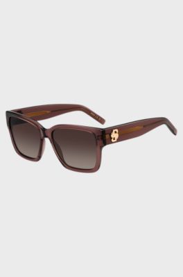 Lunettes de soleil en ac&eacute;tate brun avec monogramme Double B, Lilas