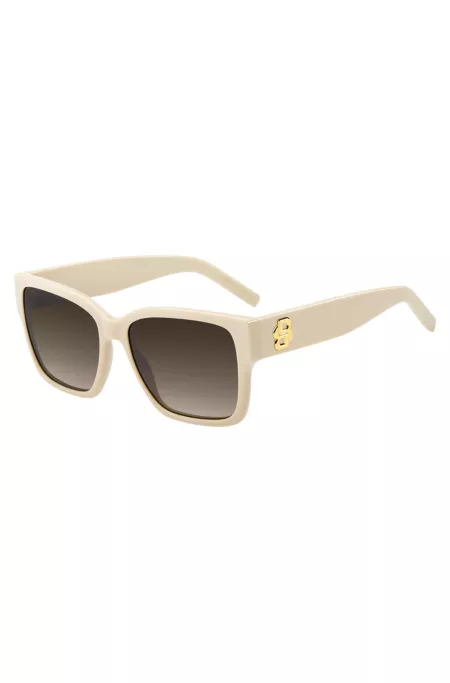 Lunettes de soleil en acétate beige avec double monogramme B