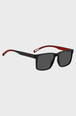 Occhiali da sole in acetato nero HUGO Eyewear x VCARB con logo in gomma, Nero