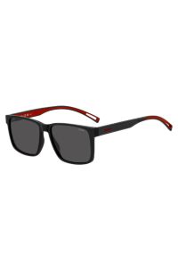 HUGO Eyewear x VCARB-zonnebril van zwart acetaat met rubberen logo, Zwart