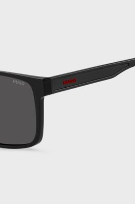 Occhiali da sole in acetato nero HUGO Eyewear x VCARB con logo in gomma, Nero