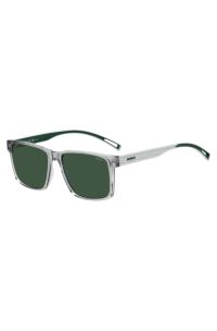 Clear-acetate sunglasses with white and green details, Light Grey