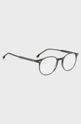 Occhiali da vista grigio scuro con rifiniture color oro, Grigio