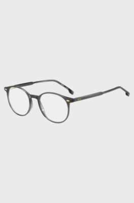 Dark-grey optical frames with gold-tone trims, Grey