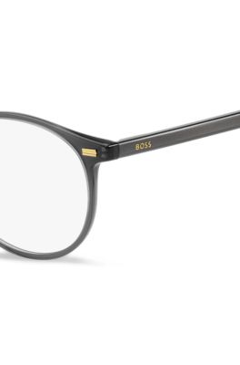 Dark-grey optical frames with gold-tone trims, Grey