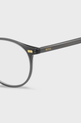 Dark-grey optical frames with gold-tone trims, Grey