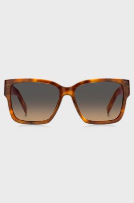 Havana-acetate sunglasses with Double B monogram, Brown
