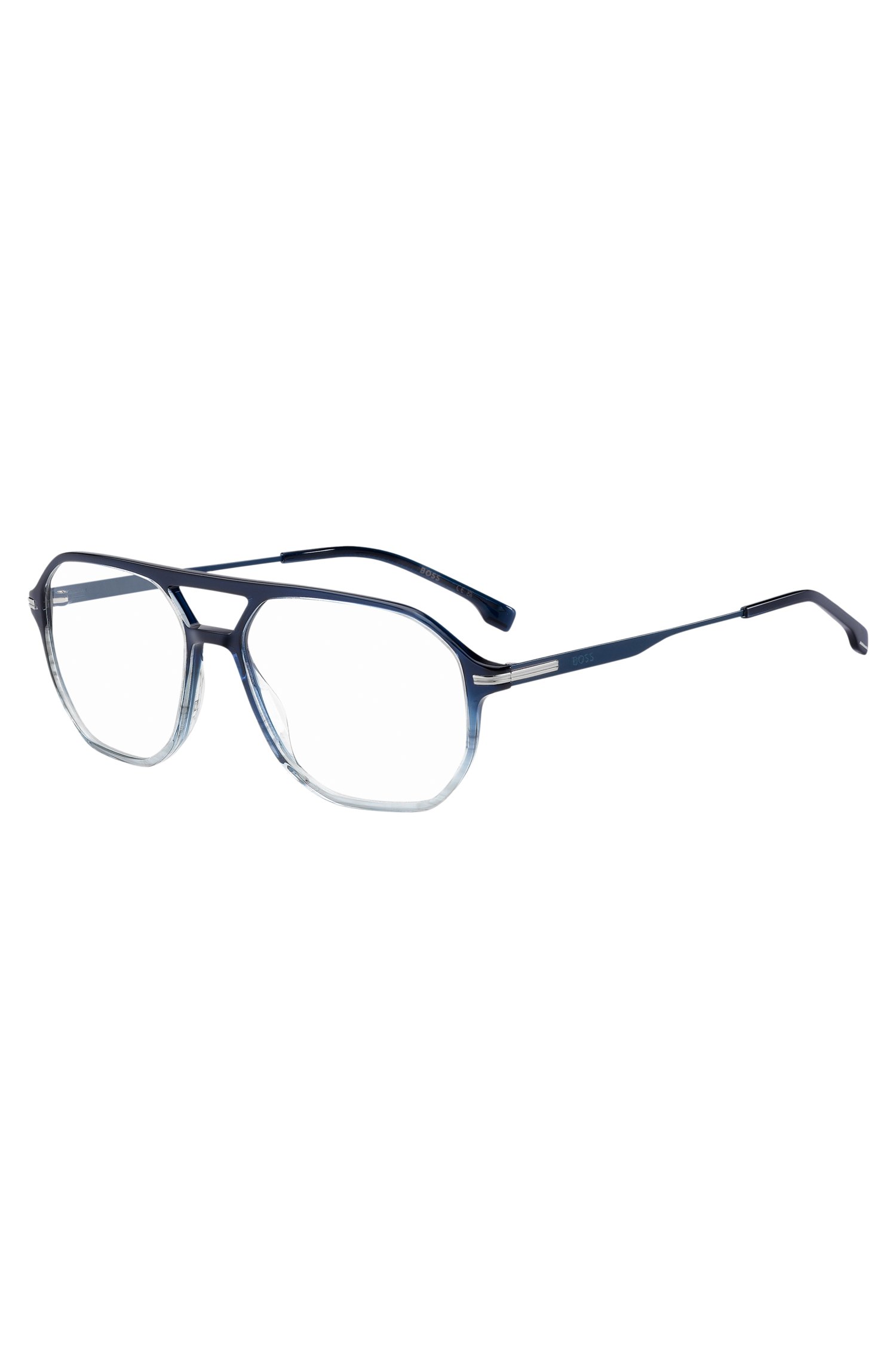 Boss Degradé-blue optical frames with silver-tone trims