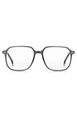 Dark-grey optical frames with silver-tone trims, Grey