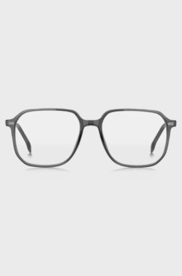 Dark-grey optical frames with silver-tone trims, Grey