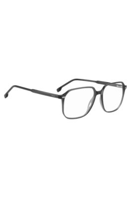 Dark-grey optical frames with silver-tone trims, Grey