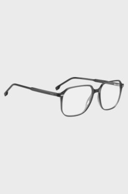Dark-grey optical frames with silver-tone trims, Grey