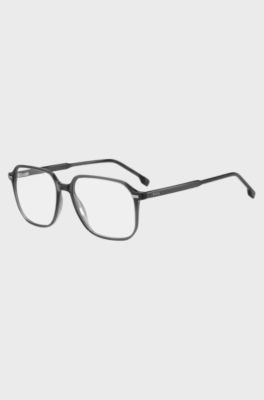Dark-grey optical frames with silver-tone trims, Grey