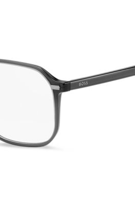 Dark-grey optical frames with silver-tone trims, Grey