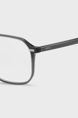 Dark-grey optical frames with silver-tone trims, Grey