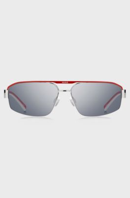HUGO Eyewear Wrap-style sunglasses in white and red, White