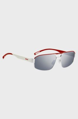 HUGO Eyewear Wrap-style sunglasses in white and red, White
