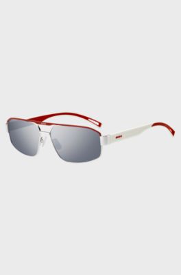 HUGO Eyewear Wrap-style sunglasses in white and red, White