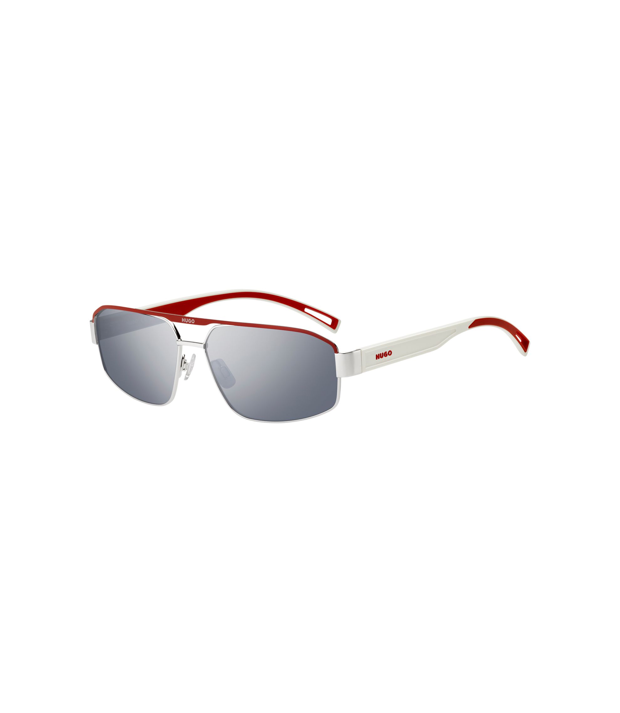 HUGO Eyewear x VCARB Sonnenbrille im Wrap-Style in Weiß und Rot