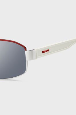 HUGO Eyewear Wrap-style sunglasses in white and red, White