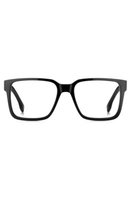 Black-acetate optical frames with logo plaque, Black