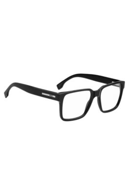 Black-acetate optical frames with logo plaque, Black