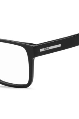 Black-acetate optical frames with logo plaque, Black