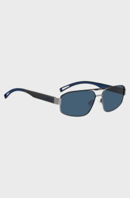 Logo-bridge sunglasses with blue trims, Assorted-Pre-Pack