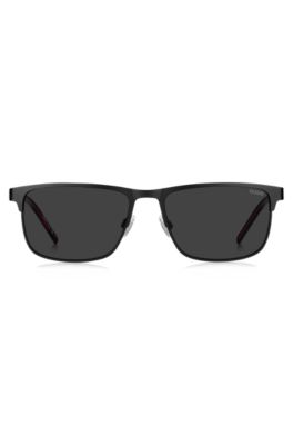 Black sunglasses with rubber logo, Black