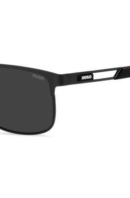 Black sunglasses with rubber logo, Black