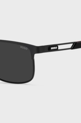 Black sunglasses with rubber logo, Black