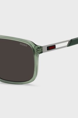 Green-acetate sunglasses with cut-out temples, Assorted-Pre-Pack
