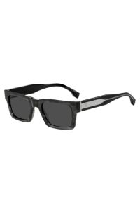 Patterned-acetate sunglasses with Double B monogram, Dark Grey