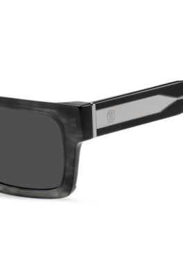 Occhiali da sole in acetato a motivi con monogramma Double B, Grigio scuro