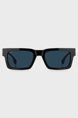 Lunettes de soleil en ac&eacute;tate noir avec double monogramme B, Noir