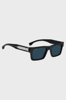 Lunettes de soleil en ac&eacute;tate noir avec double monogramme B, Noir