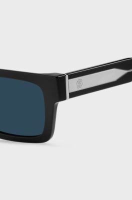 Lunettes de soleil en ac&eacute;tate noir avec double monogramme B, Noir