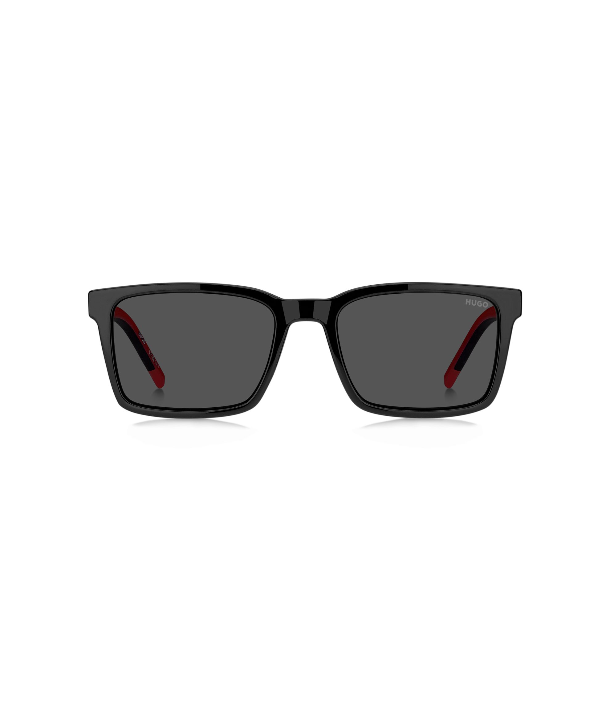 hugo boss 防水パデッドジレ パネル HUGO - Black sunglasses with patterned temples - Black