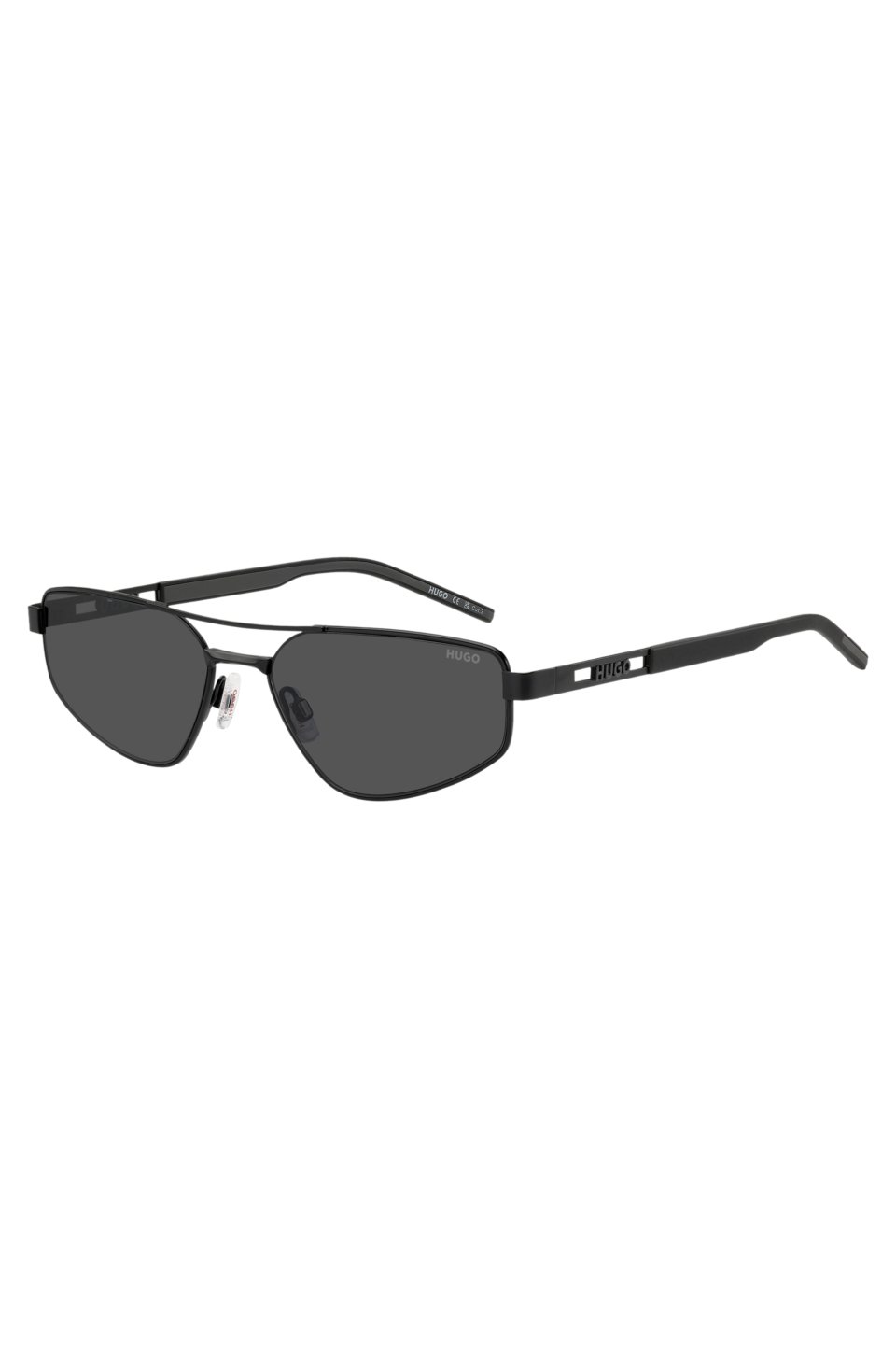 Black-metal sunglasses with cut-out logo