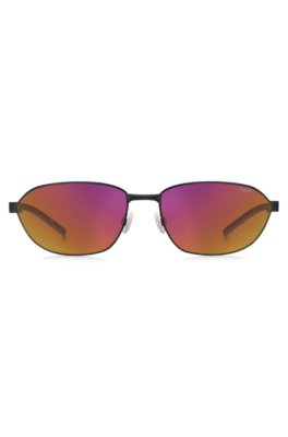 Hugo Black-metal sunglasses with cut-out logo övrigt herr – bild 2