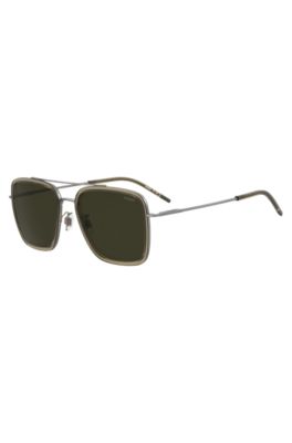 Brown-acetate sunglasses with metal trims, Beige