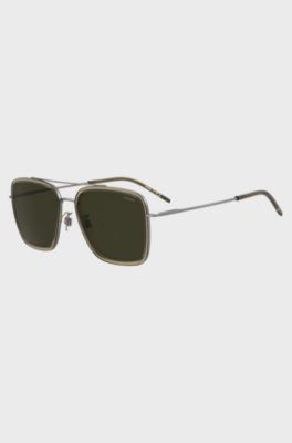 Brown-acetate sunglasses with metal trims, Beige