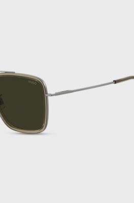 Brown-acetate sunglasses with metal trims, Beige