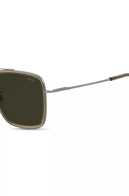 Brown-acetate sunglasses with metal trims