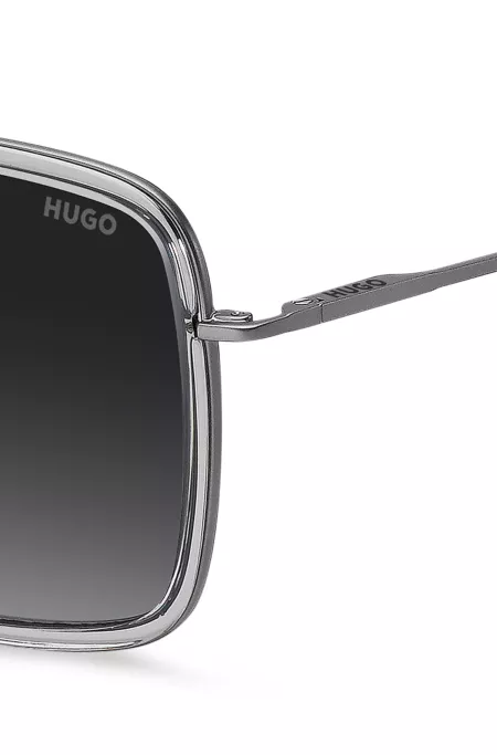 Sonnenbrille in Grau mit Doppelsteg