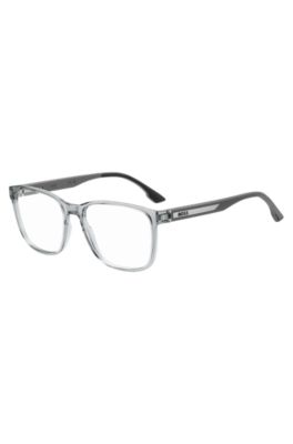 Transparent-grey optical frames with logo plaque, Transparent