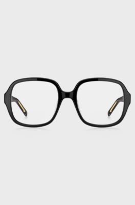Occhiali da vista in acetato nero con monogramma Double B, Nero